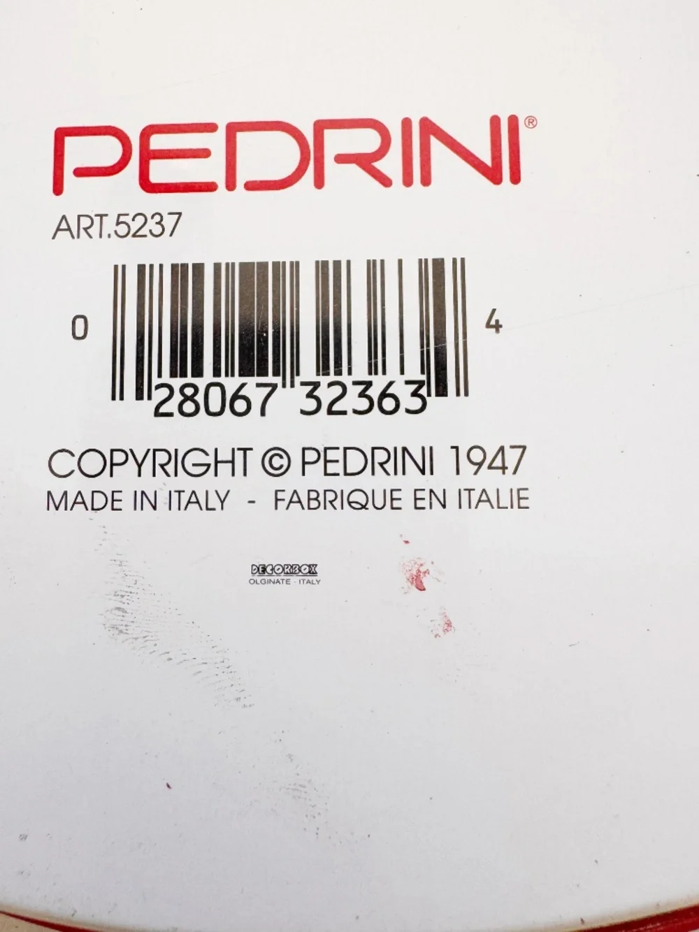 Pedrini Art 5237 Round Metal Tin Tray 12